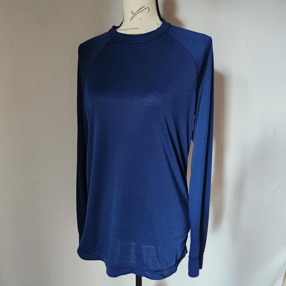 Vintage Patagonia Capilene Long Sleeve Base-layer T-Shirt Blue Made in USA - Picture 1 of 7